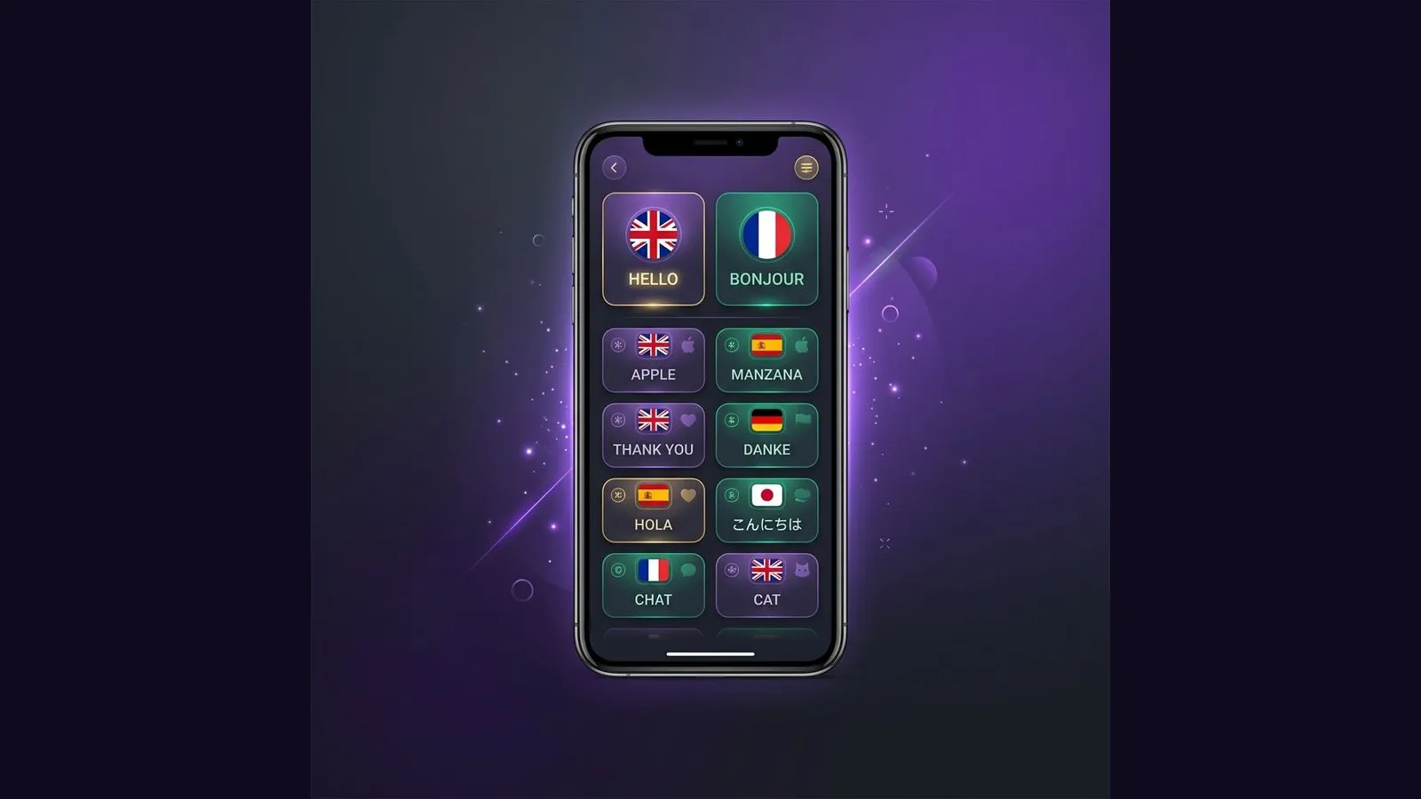 LingoLink language challenge displayed on a mobile phone.